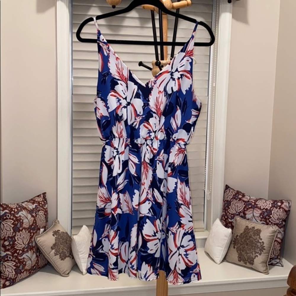 Beautiful Orange & blue spaghetti dress-medium